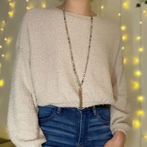 Altar'd State Tan Stretchy Cropped Sweater - Size: Small